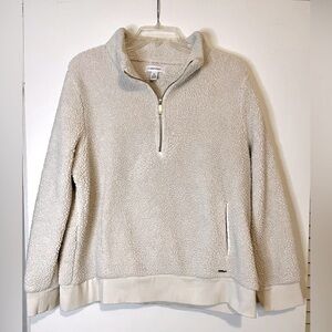 Calvin Klein Cream Sherpa Quarter Zip Pullover Sweatshirt Size Large